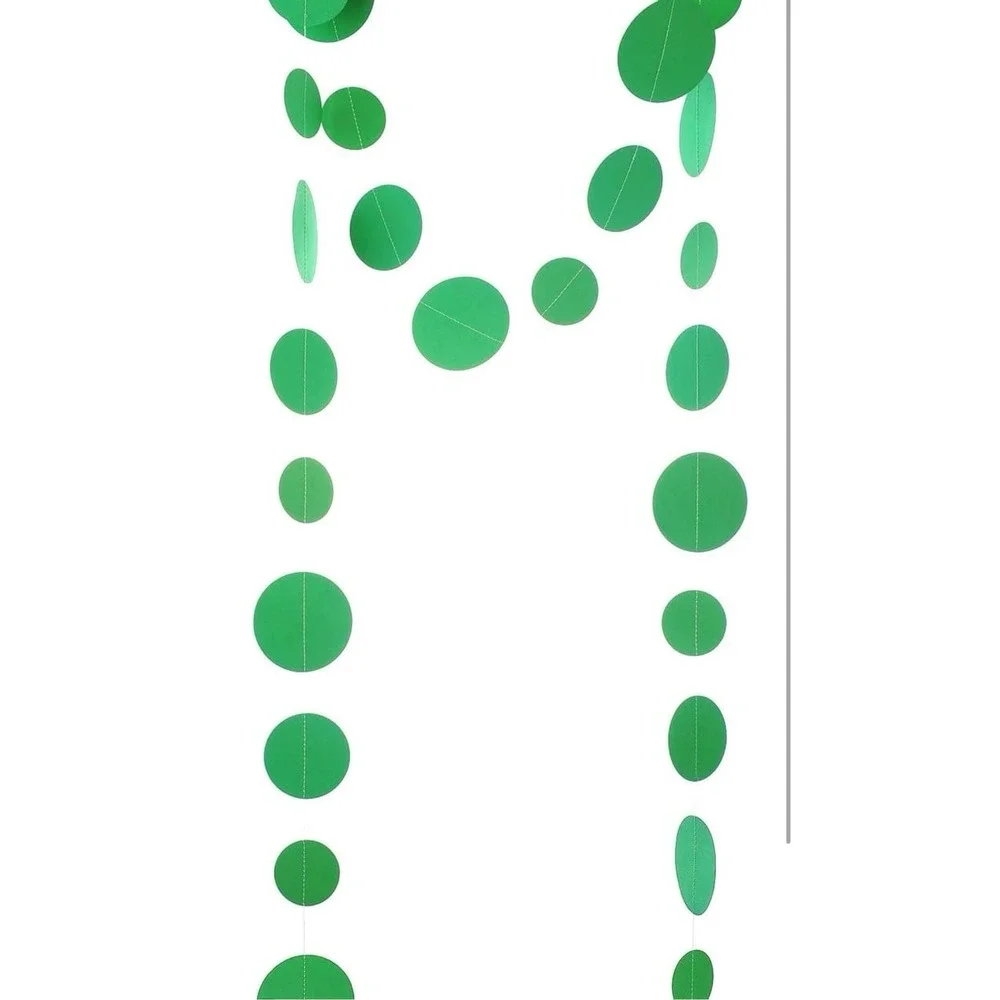Green Paper Garland Circle Dot Party Banner Streamer Backdrop Hanging Decoration